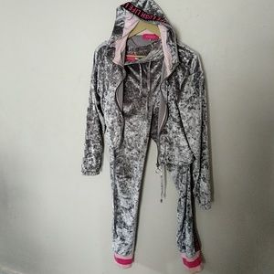 Zara Larson for H&M tracksuit silver velvet